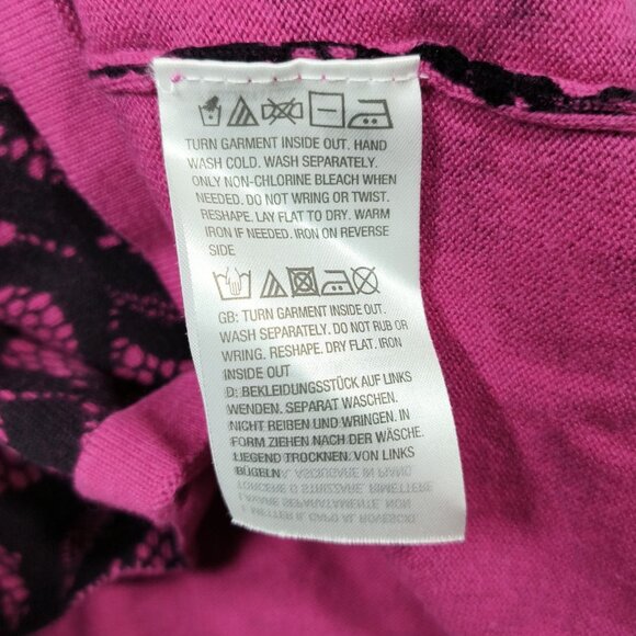 BOB MACKIE Long Sleeve Lace Print Pullover Sweater Pink Black Size XL - Picture 6 of 6